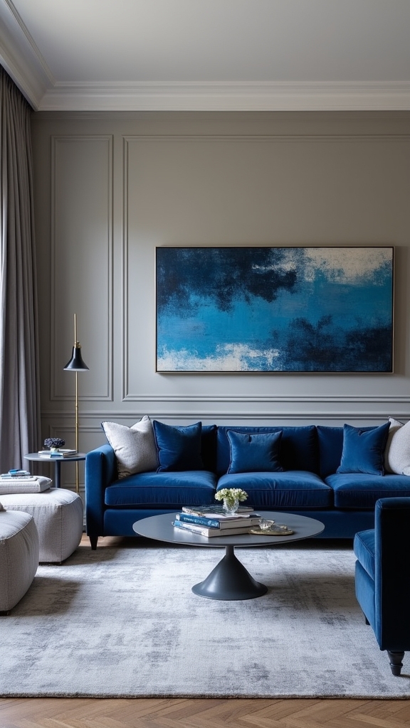 chic blue artwork focal point