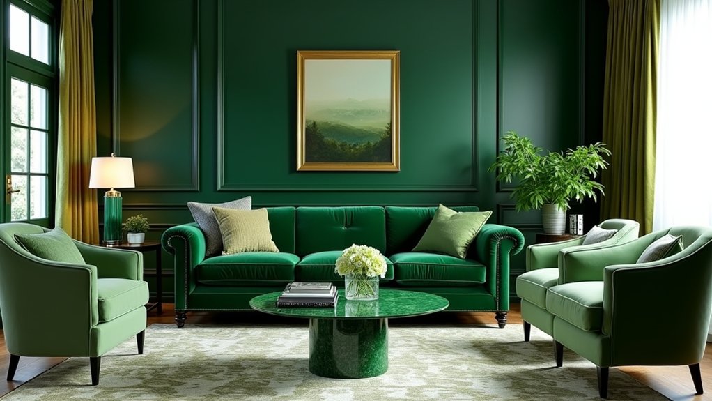 chic green living room furniture