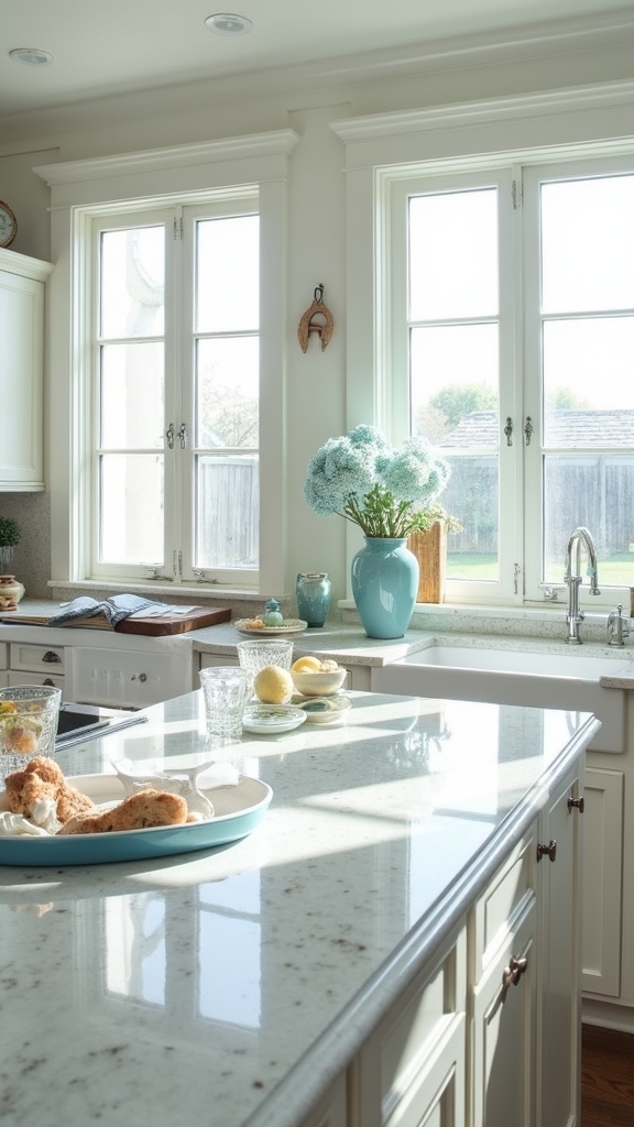 coastal white cabinets granite