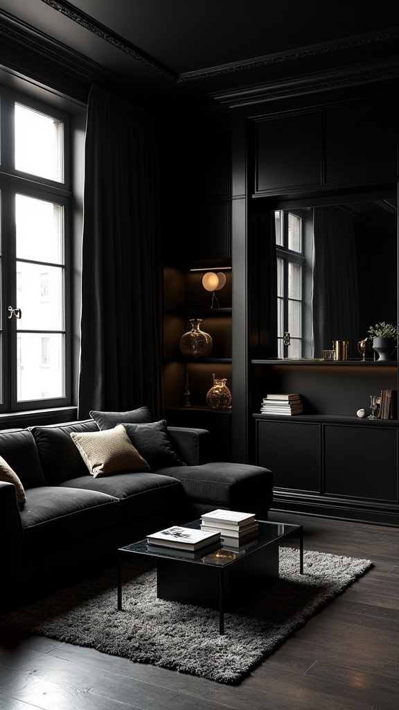 cocooning dark living room