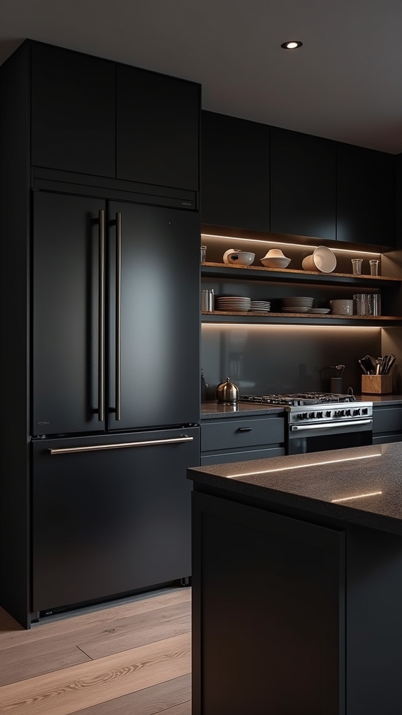 cohesive black kitchen design
