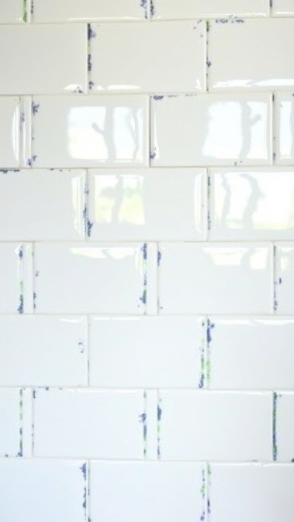colored grout white tiles