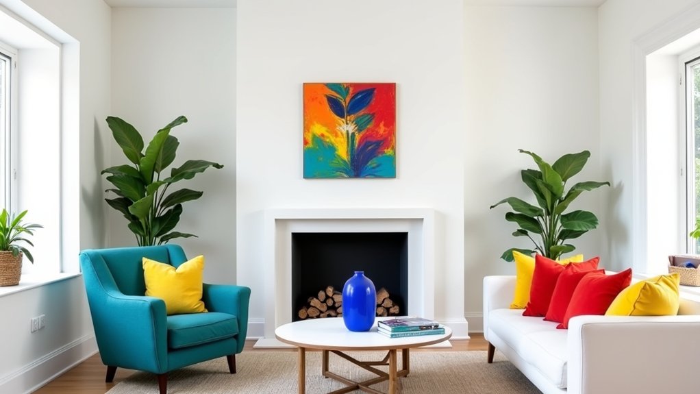 colorful accents in white