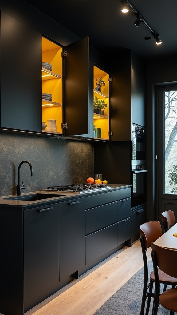 colorful cabinet interior accents
