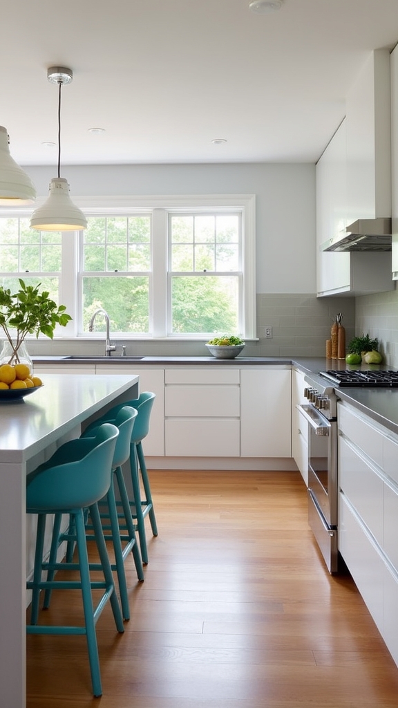 colorful gray and white kitchen