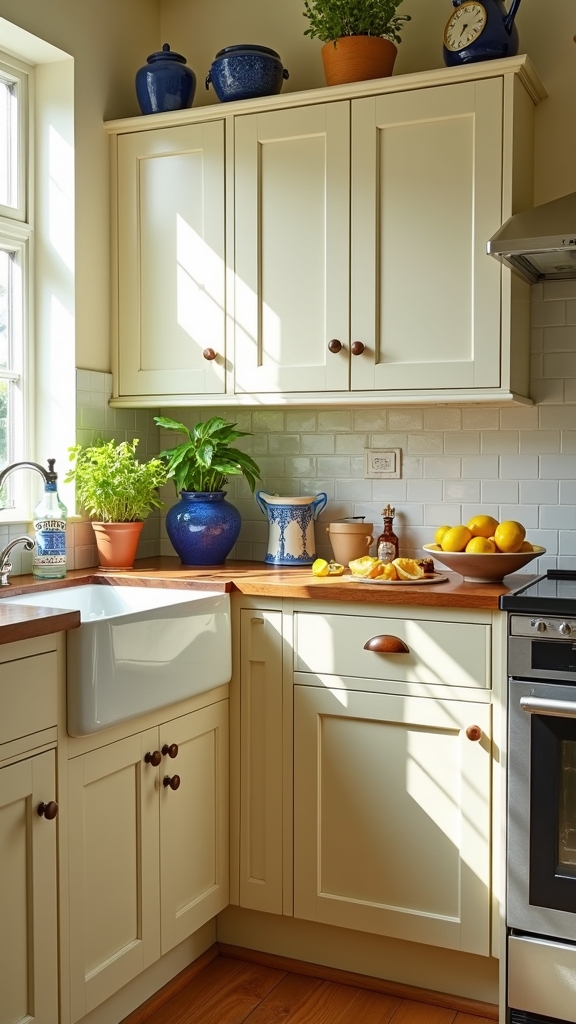 colorful kitchen cabinet accents