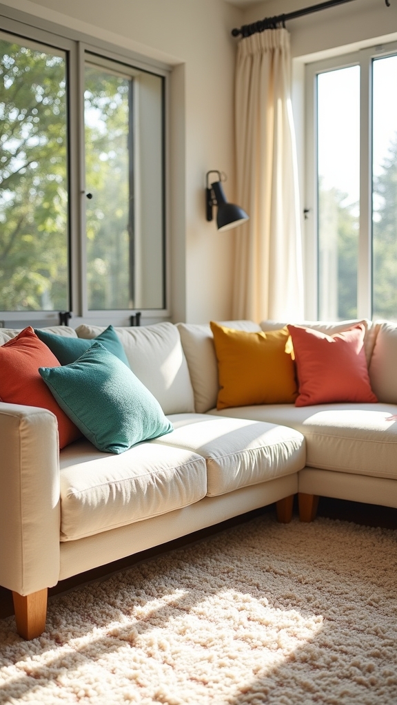 colorful pillows for contrast