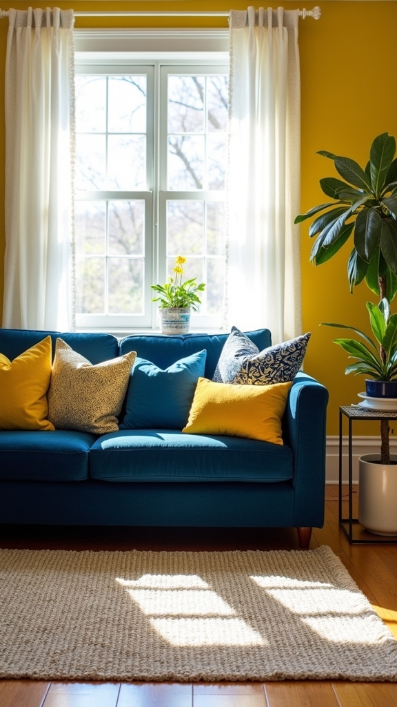 colorful throw pillow layering