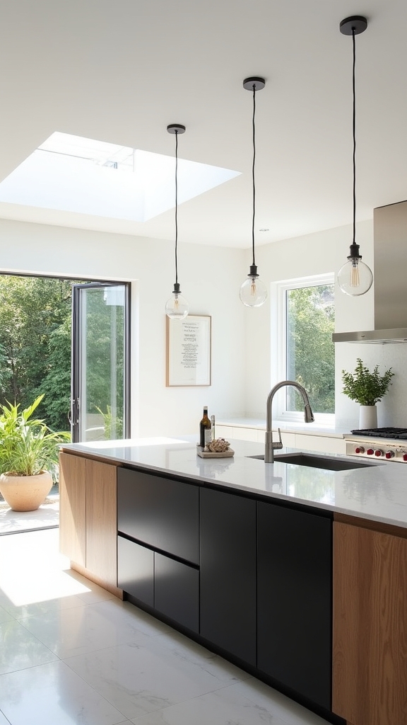 contrasting black and oak