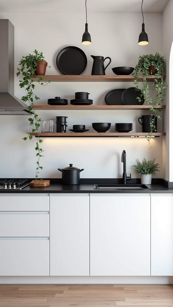 contrasting black decor display
