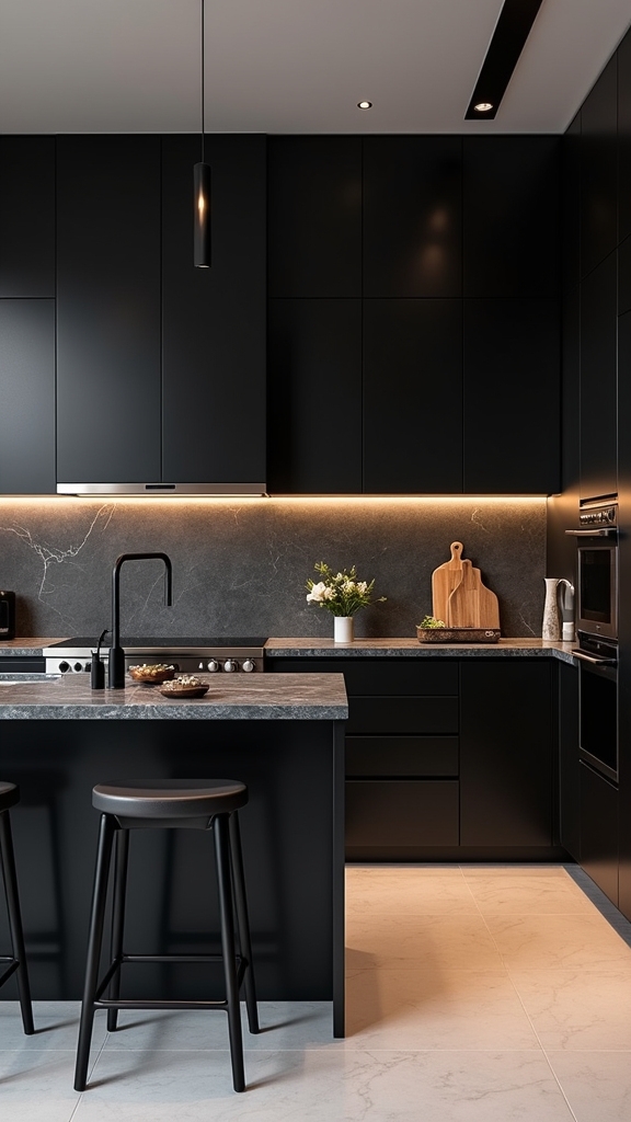 contrasting cabinetry and textures
