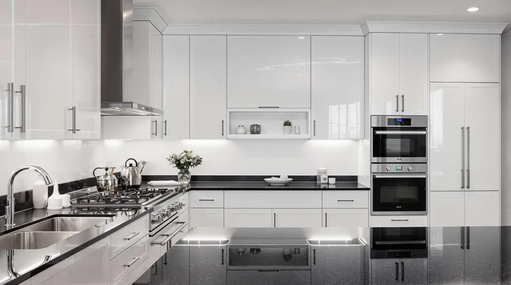 contrasting white cabinets design