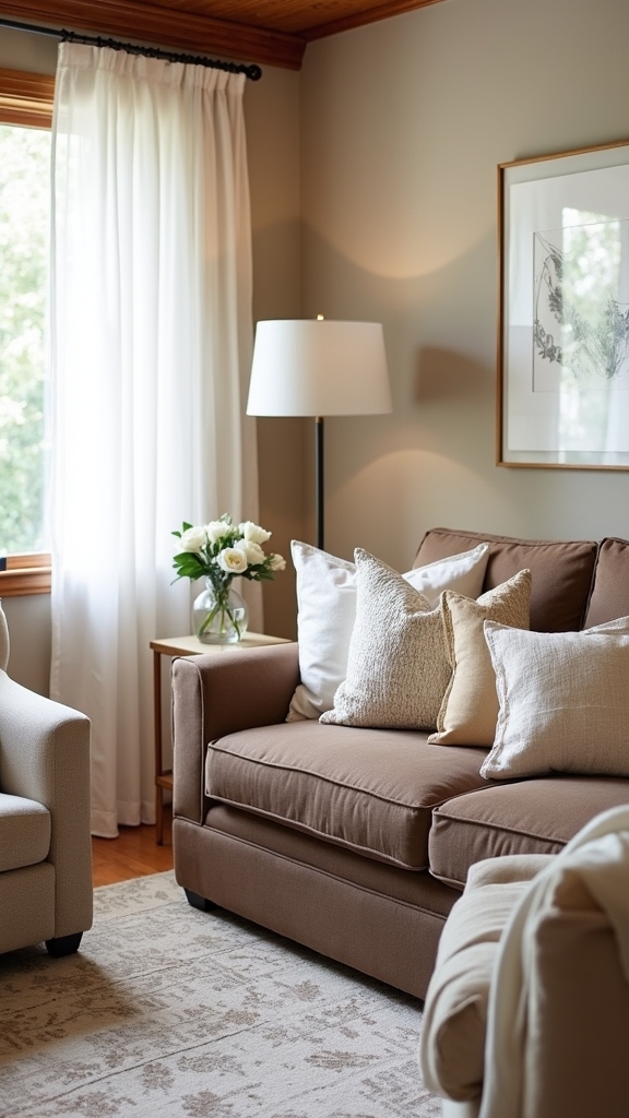 coordinated brown and white furnishings
