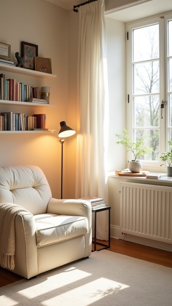 cozy cream reading nook