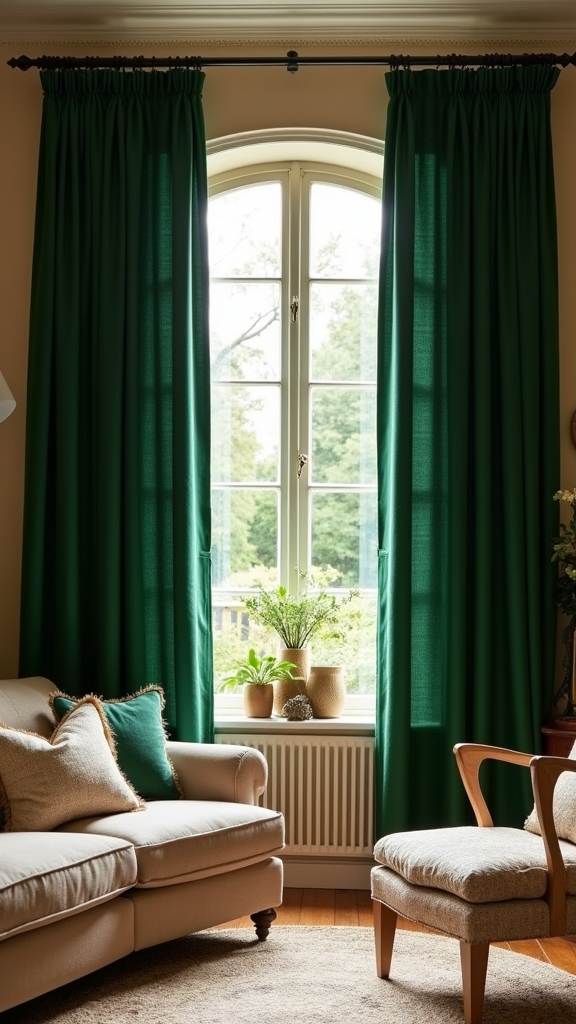 cozy forest green curtains