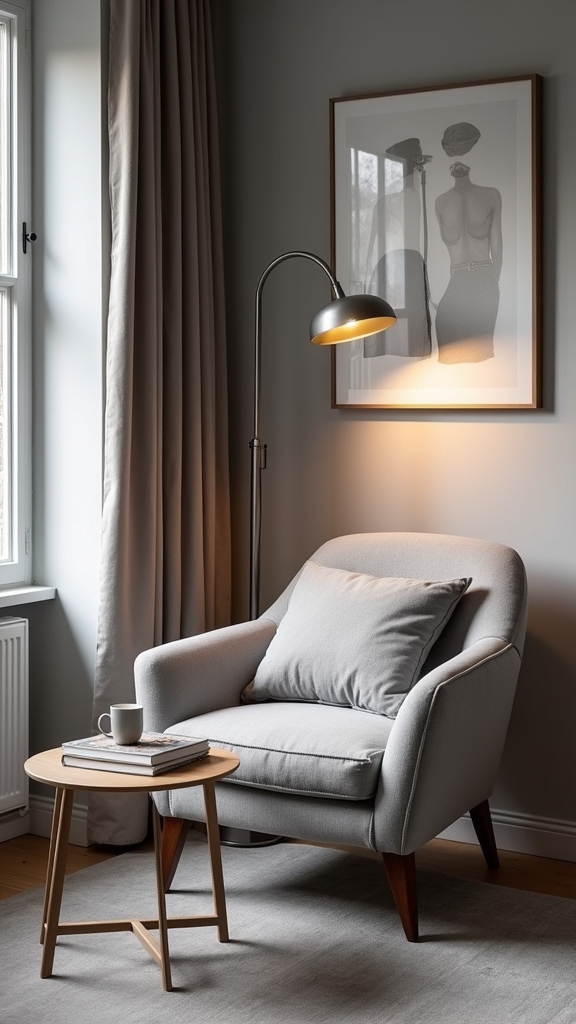 cozy grey armchair nook