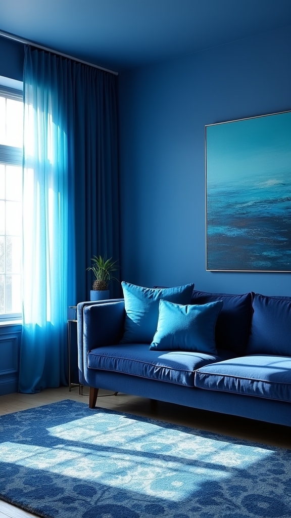 cozy layered blue textiles