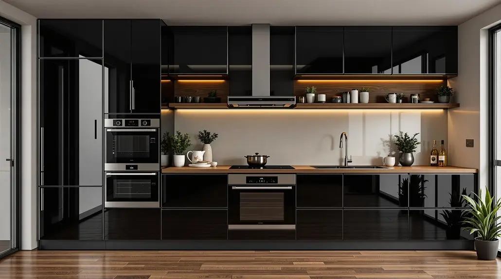 cozy modern black kitchen