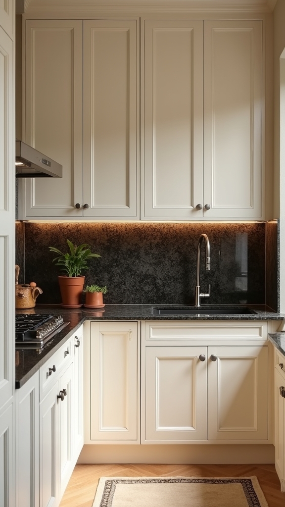 cream and dark granite harmony