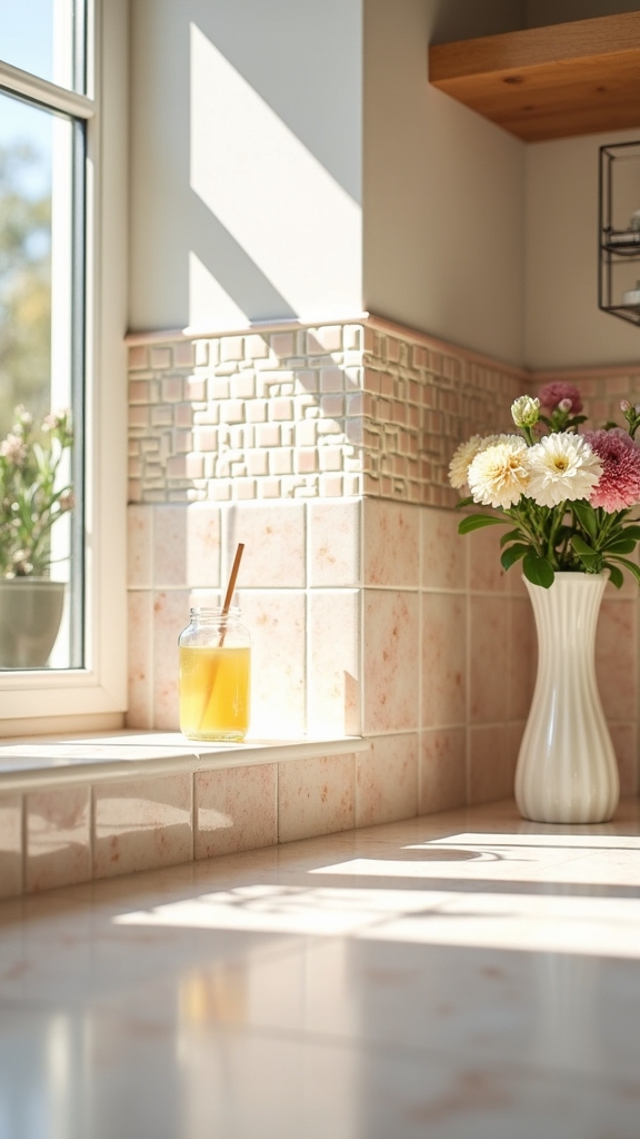 cream and pink mosaics