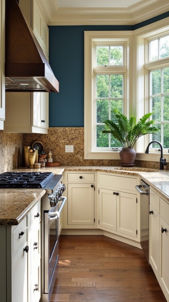 cream cabinets bold accents