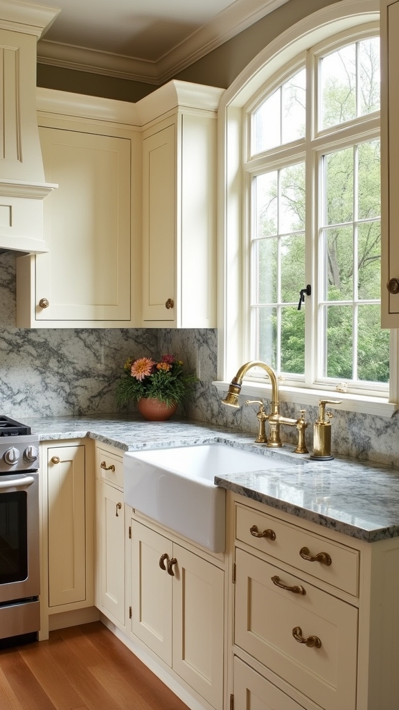 cream cabinets granite elegance