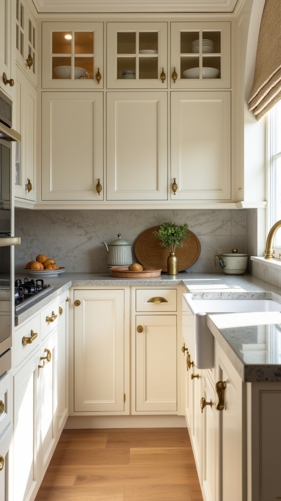 cream cabinets metallic elegance