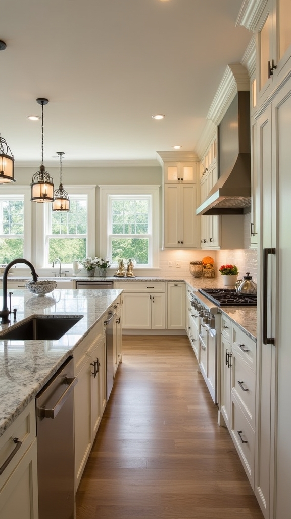 cream kitchens with granite islands