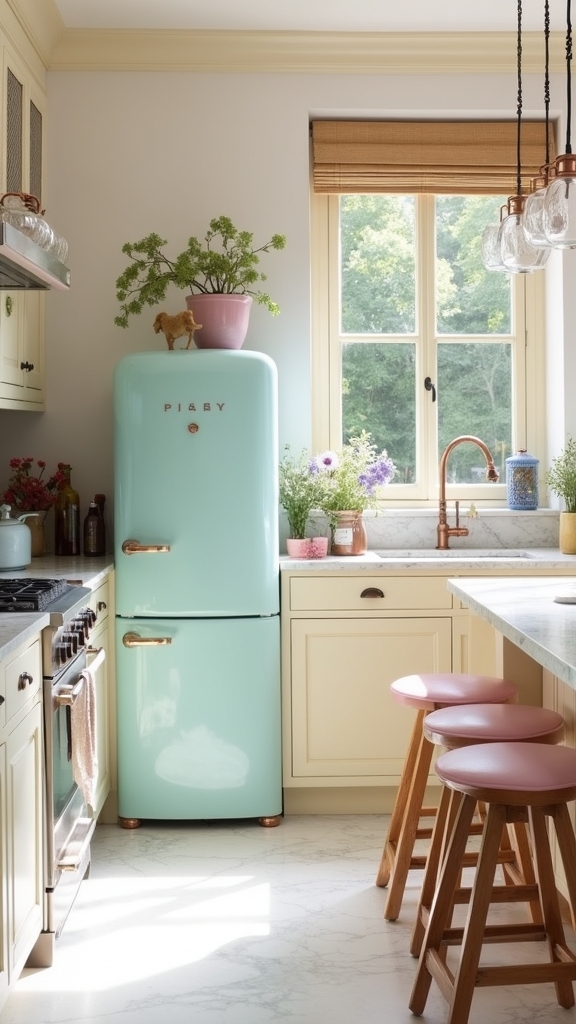 cream kitchens with pastels