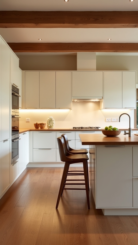cream units wood accents