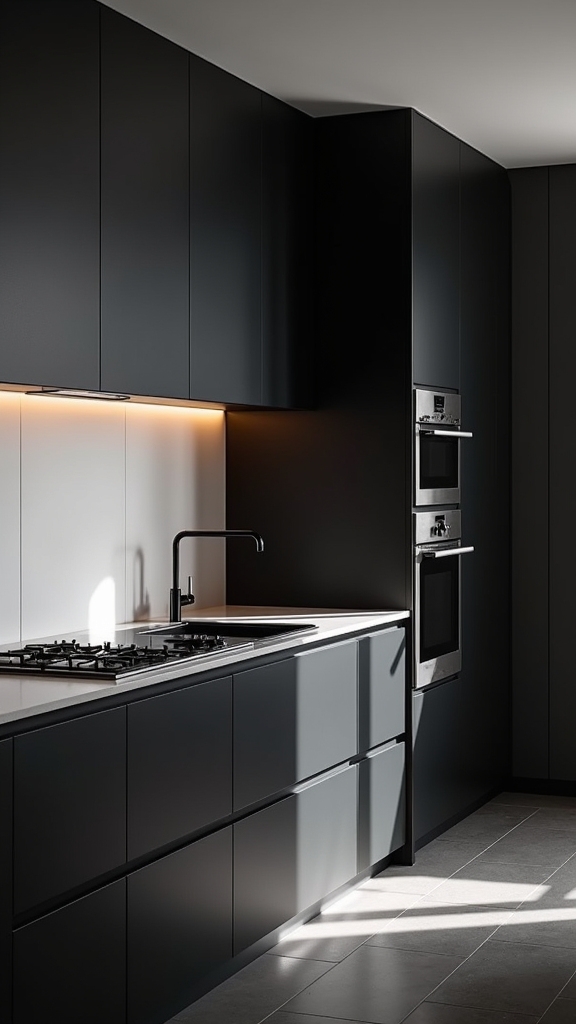 crisp monochrome kitchen aesthetics