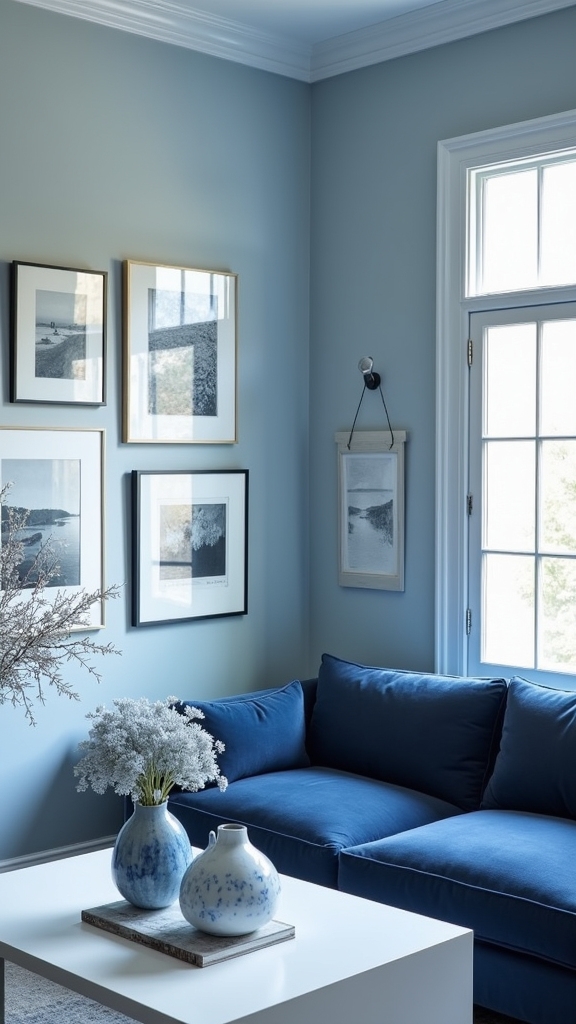 curate vibrant blue artwork