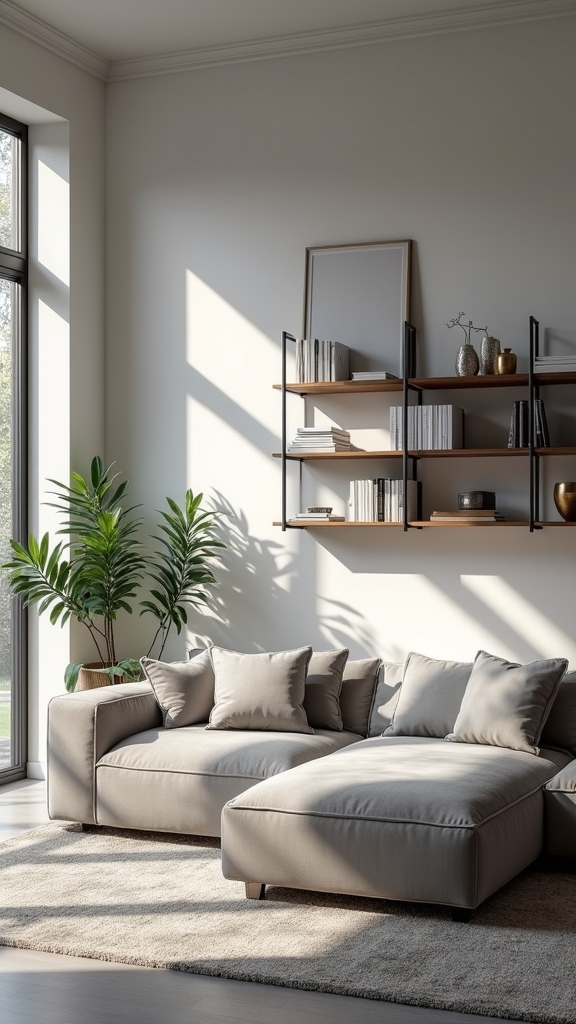 curated grey shelving displays