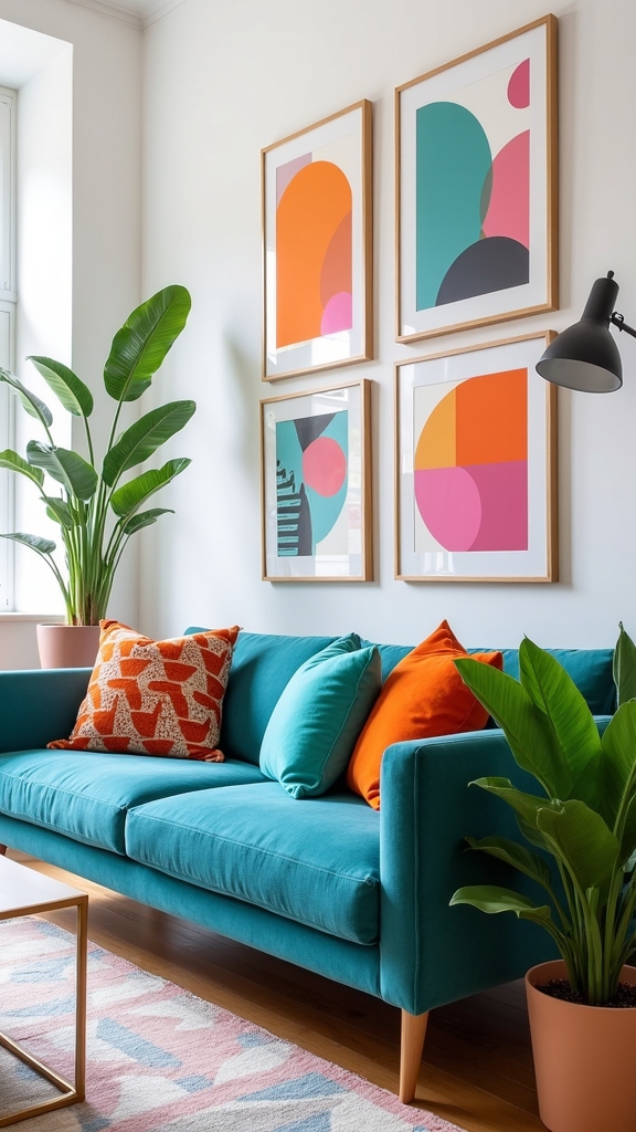 curated vibrant gallery wall