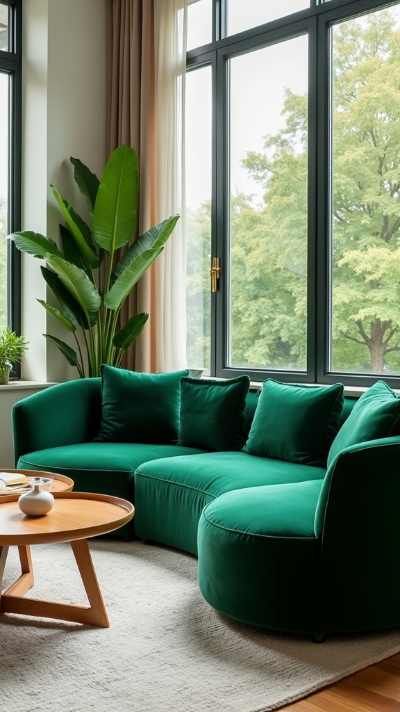 curved green sofa elegance