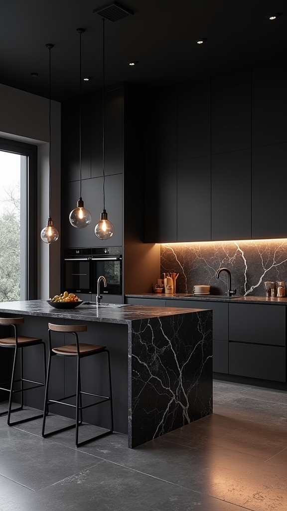 custom minimalist black kitchens