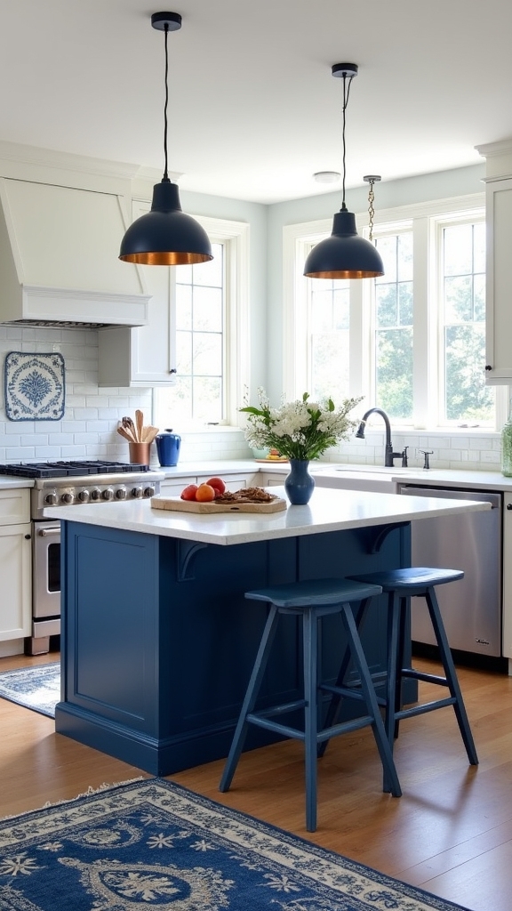 dark blue kitchen elegance