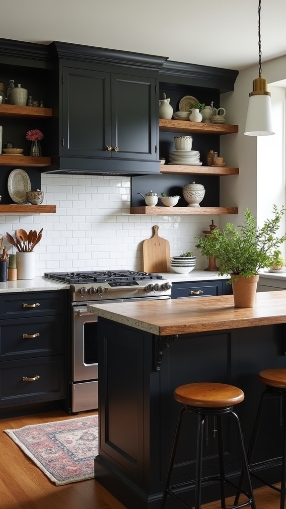 dark cabinetry clever storage