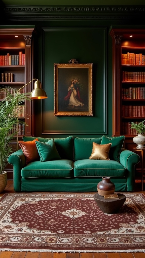 dark green living room elegance