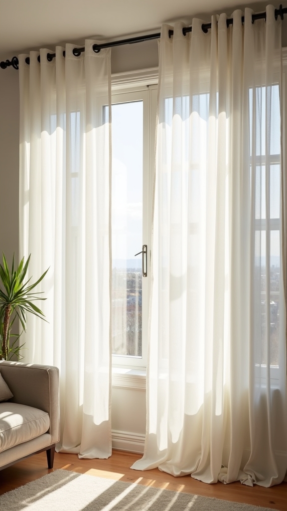dark hardware white curtains