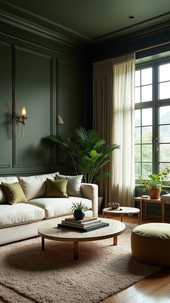 dark olive living room elegance