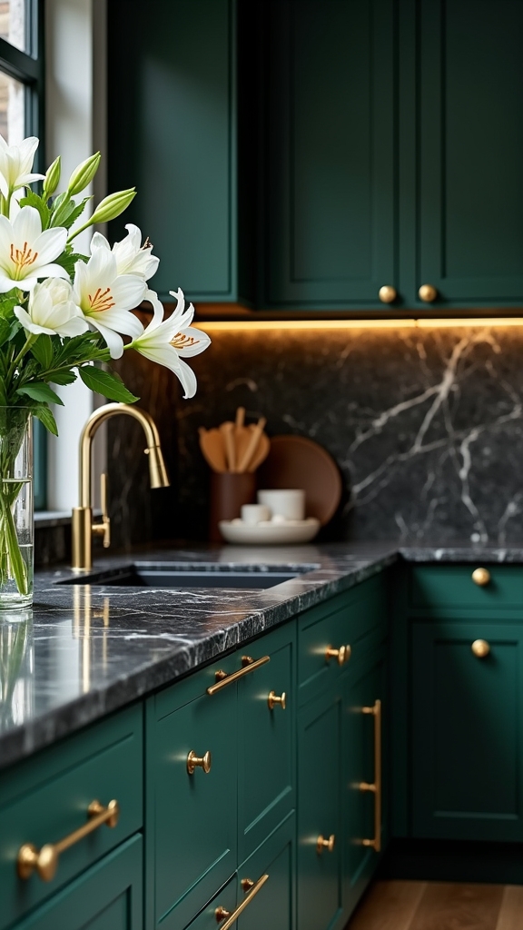 deep green cabinetry elegance