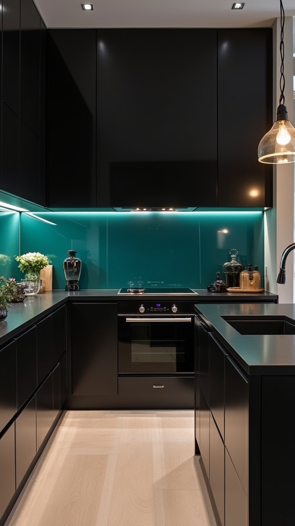 deep teal kitchen elegance