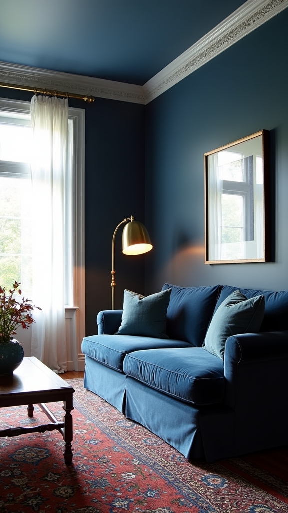 dramatic blue enhances small spaces