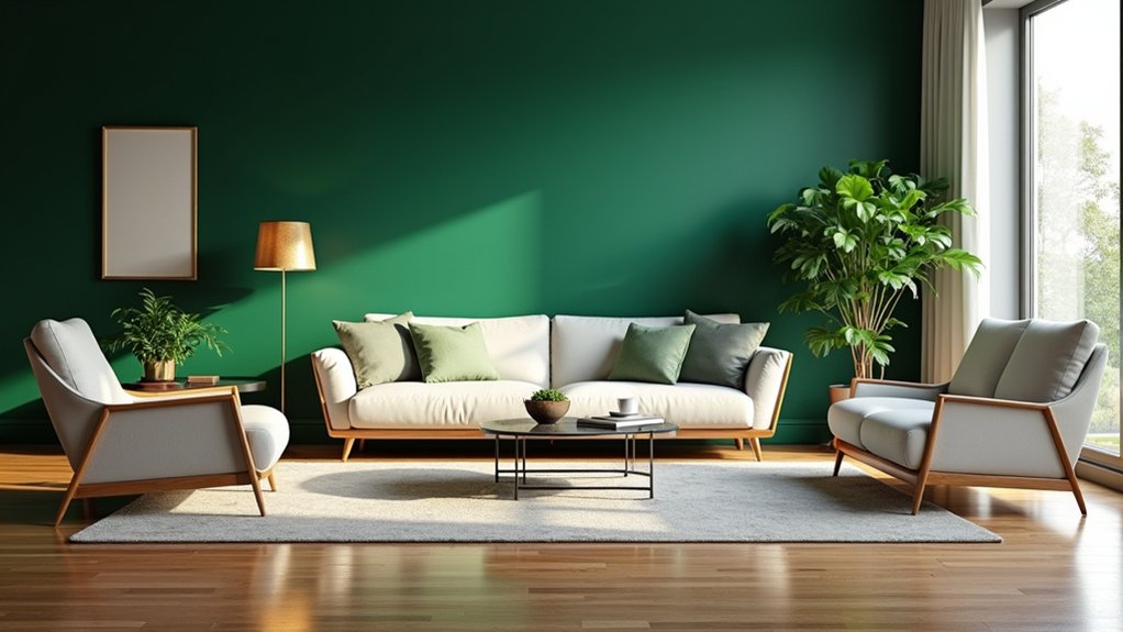 dramatic green accent walls