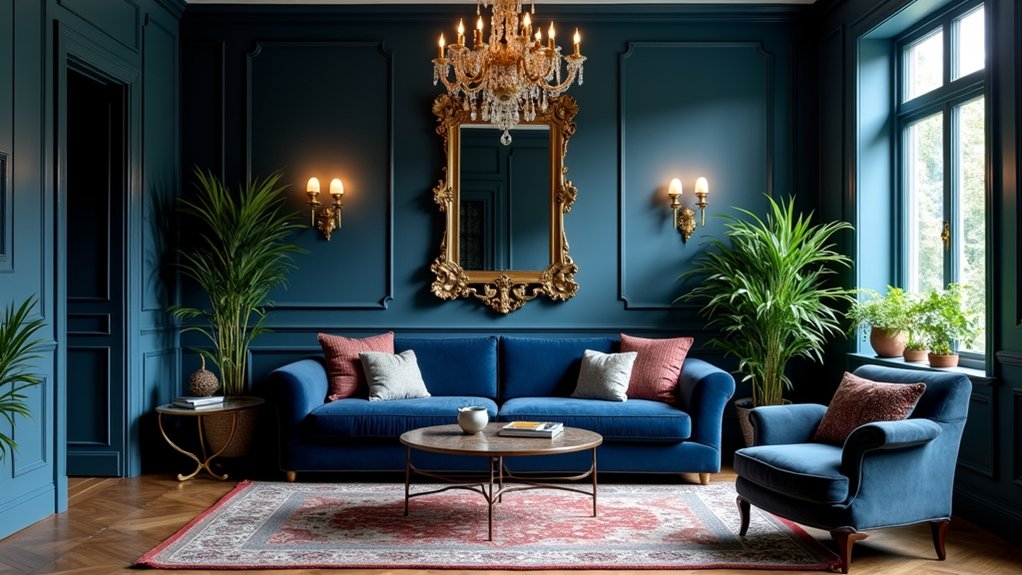 dramatic hague blue interiors