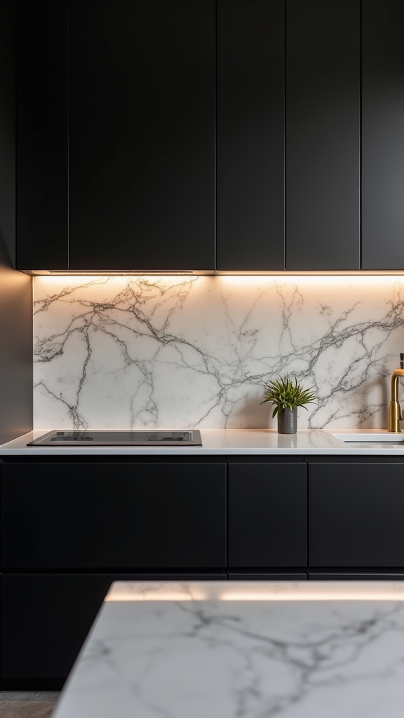 dramatic marble kitchen elegance