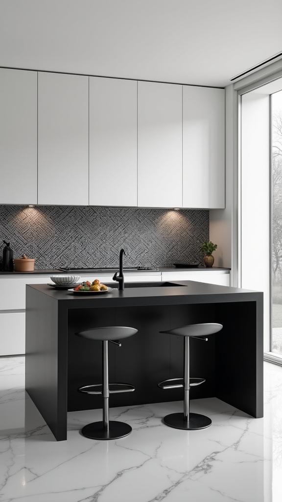 dramatic patterned backsplash transformation