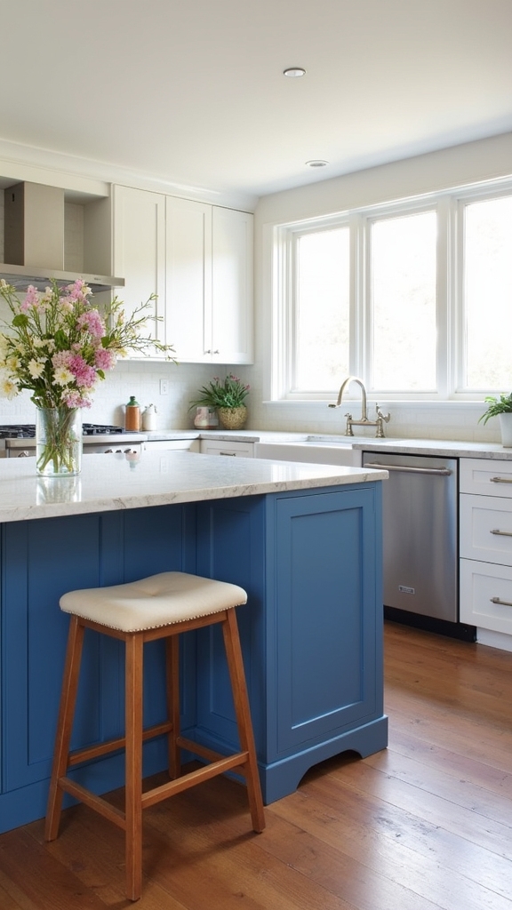 durable blue kitchen island