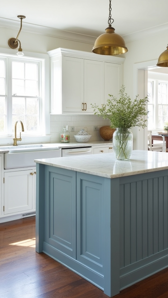dusty blue vintage kitchen
